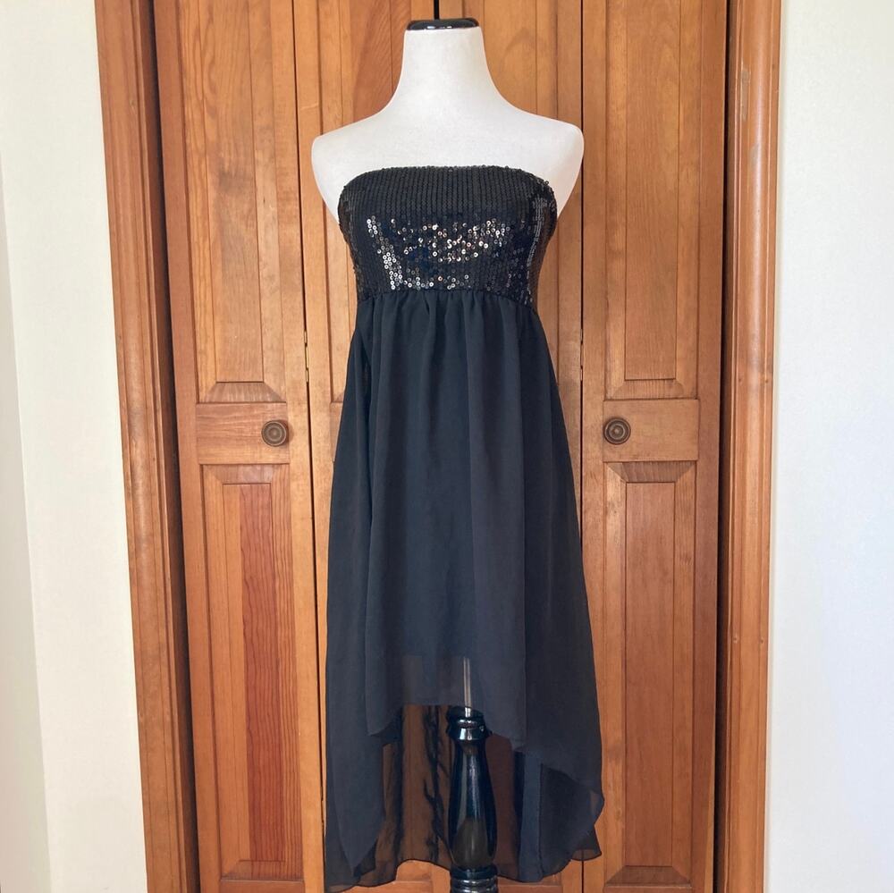 Romeo & Juliet Couture Black Pullover High Low Dress, Size M